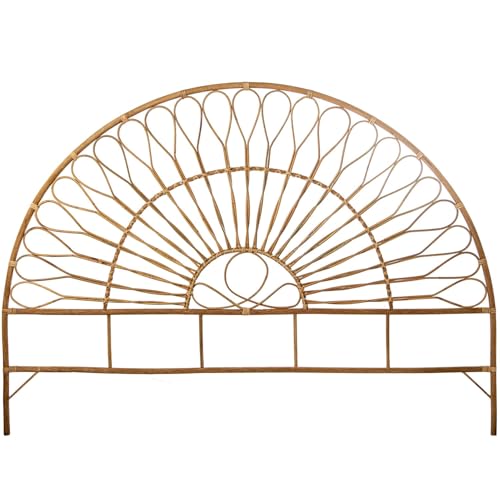 DRW Kopfteil aus Rattan, Natur, halbrund, für Betten bis 150 cm, 155...