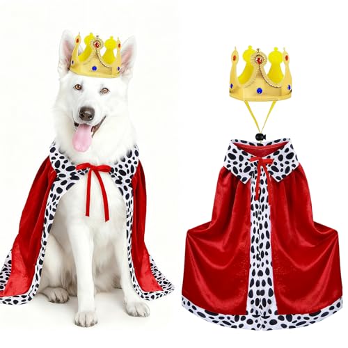 Disfraz de Rey para Perro Grande con Capa y Corona