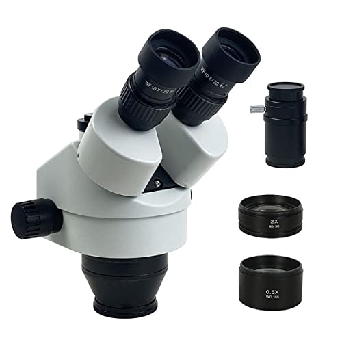 Microscope 3.5X 7X 45X 90X Simul-Focal Trinocular Stereo Microscope Head Continuous Zoom WF10X/20MM Eyepiece Auxiliary Objective Lens(3.5X-90X WH)
