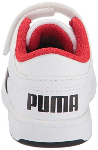 PUMA Unisex-Baby Rebound Layup Lo Hook and Loop Sneaker, White Black-High Risk Red, 6 M US Toddler3