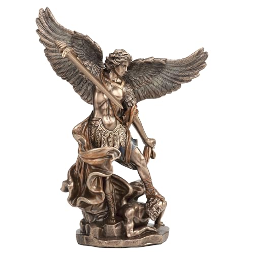 Estatua San Miguel Arcángel 6 1/4 Pulgadas Bronce miniatura 1