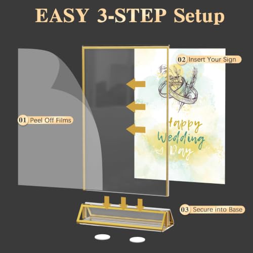 8-Pack Dynta 5x7" Double-Sided Acrylic Sign Holder Display Stand (Gold) - image 6