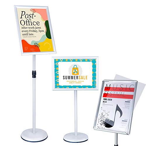 Sign Stands Aluminum Guide Signage Guide Vertical Advertising Billboard Welcome Poster Licensing Display Water Stand Sign Holder (Silver, 11x17inches)