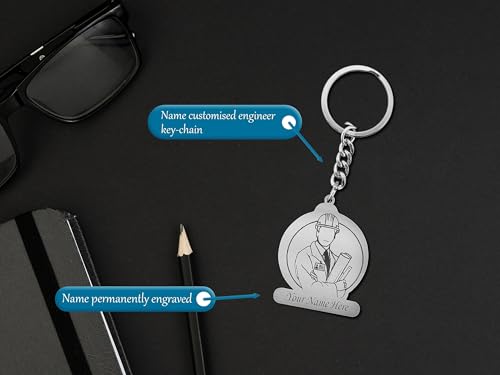 Image of SAVRI Personalized Keychain with Customized Name Engraving | Stainless Steel Round Professional Keychain