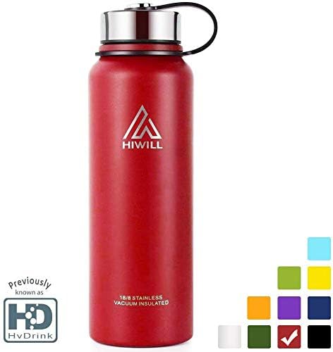 Hiwill Stainless Steel Vacuum Insulated Water Bottle, 24Hrs Cold,12Hrs Hot, 21OZ-50OZ Double Wall Thermos Flask, Travel Sports Leak Proof Drinking Bottle with Metal Strainer, BPA Free