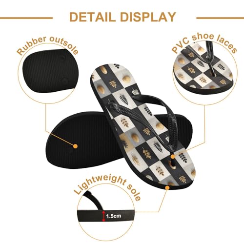 Flip Flop Sandals Luxurious Leaf Pattern Print for Women Men Beach Outdoor XS3