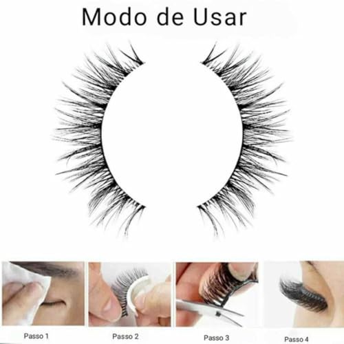 Cílios Postiços Adesivo Volume Natural Reutilizáveis Artesanais Macios Leves, Cilíos natural, tira l