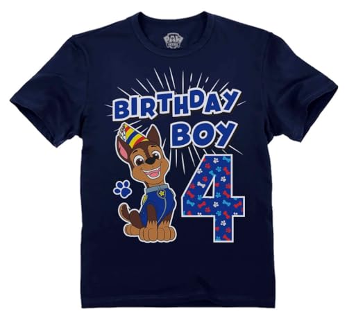 Chase 4th Birthday Shirt for Boys - Toddler Paw Patrol Party Outfit - T-Shirt Gift for 4 Year Old 5T Navy