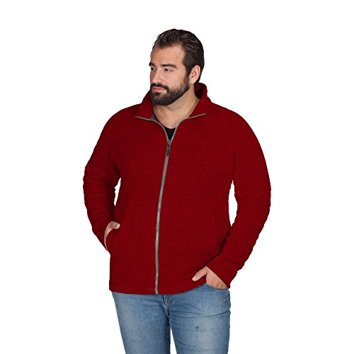 Veste en laine pour homme grand et fort taille 4XL gilet chaud rouge chiné