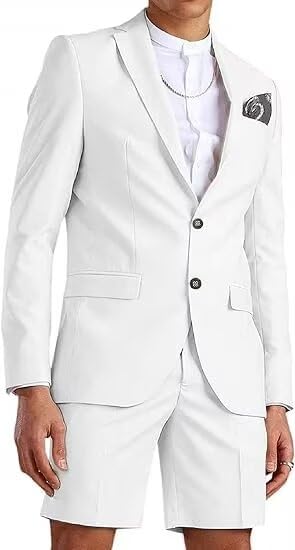 Mens Slim Suit 2 Piece Tuxedo Suit Shorts Suits Summer Wedding Sports Set Two Button Lapel Tuxedo Sets