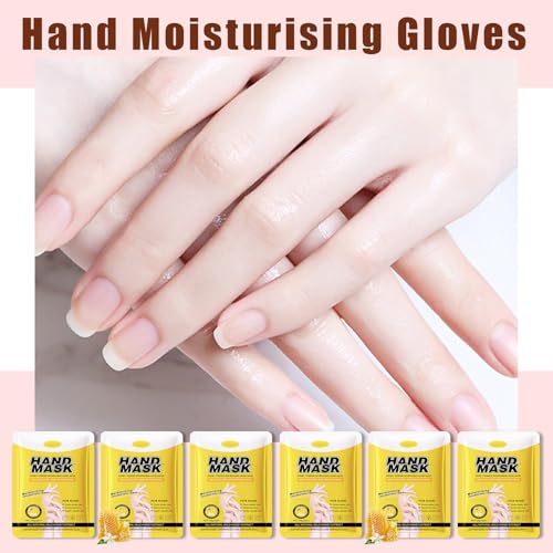 6 Pairs Hand Mask for Dry Cracked Hands,Nourishing Moisturizing Gloves,Hands Moisturizer for Deep Moisturizing,Silky Smooth Moisturizing Gloves,Hand Care Mask Set(E) - Image 3