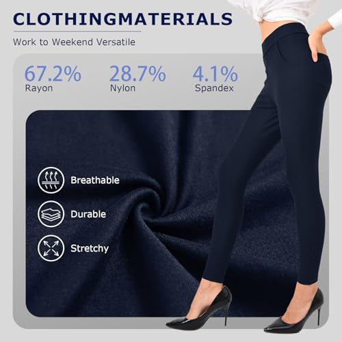 Image of Ginasy Dress Pants for Women, Pull-On Business Casual Leggings | Classic Colors; High-Rise Tummy Control; Stretch Knit Fabric; Pull-On Fit with Functional Pockets