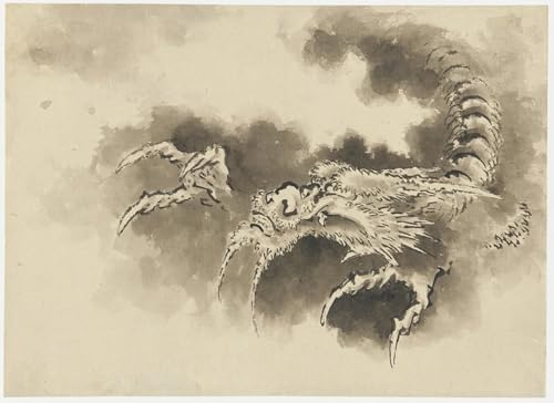 Toile Dragon émergeant des nuages Hokusai : sublimez votre salon style Edo