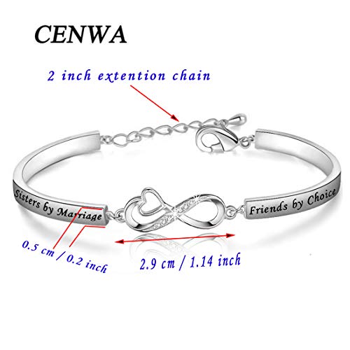CENWA Sisters by Marriage Friends by Choice Bracelet Best Sisters in Law Gift Maid of Honor Gift Wedding Bracelet Gifts for2