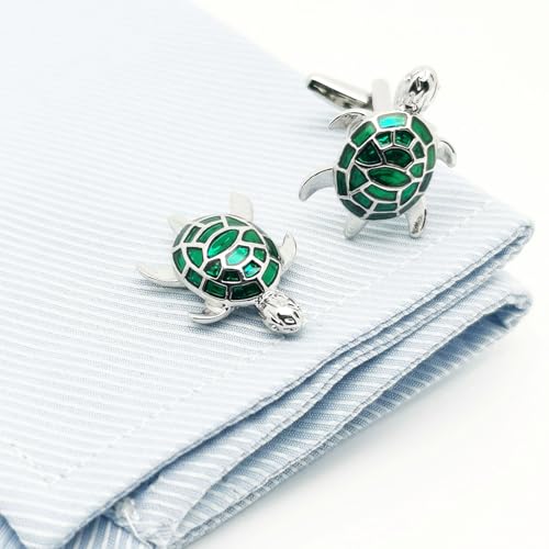Green Turtle Men's Cufflinks for Wedding Daily French Cuff Tuxedo Shirt In Gift Box Brass Metal Shirt Buttons Cufflinks Jewelry Anniversary2
