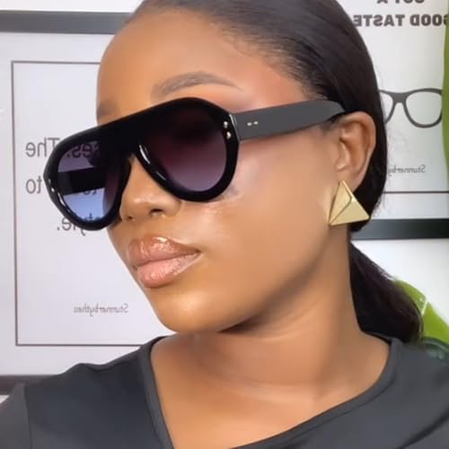 ENTHYI Pilot Sunglasses Popular Fashion Women Vintage Rivets Decoration Gradient Shades Ladies Hipster Round Sun Glasses4