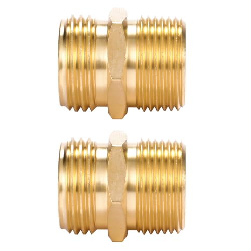2 Pack 3/4" GHT to 3/4" NPT Male Connector, Brass Garden Hose Fitting, Male Hose Adapter - Thumbnail 3