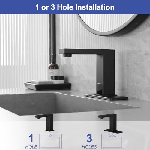 Greenspring G-18121-B Touchless Bathroom Faucet Automatic Commercial Modern Sink Facuet Single Hole Vanity Tap, Hands-Free Faucet With Hot And Cold Mixer Control, Battery Or Plug-In Powered, Black thumb #5