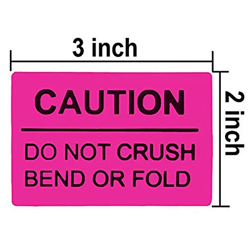 2 Inch ×3 Inch"Do Not Crush Bend Or Fold" Warning Shipping Stickers Self Adhesive Caution Labels (Magenta, 250 Stickers/Roll) #TOP1