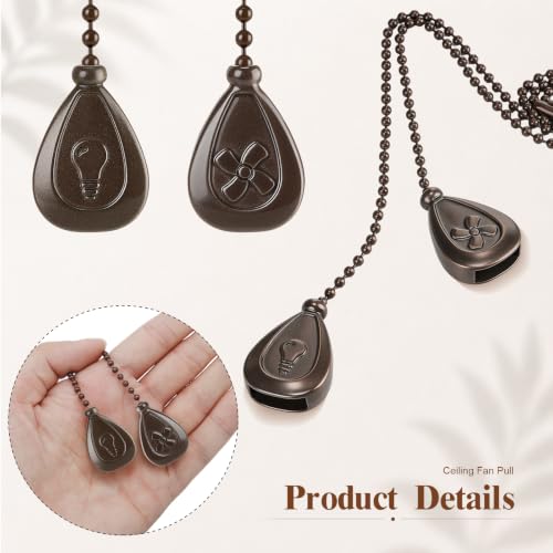 Image of Patelai 4 Pieces Ceiling Fan Pull Chain Extender Ornament 12 Inch Ceiling Pull Chain Extension Classic Drop Shaped Pendant Beaded Ball Cord for Fan Light lamp Decorative with Connector(Orb Color)
