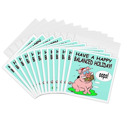 3dRose Ira Monroes Pig Eating A Fruitcake - Greeting Cards, 6 x 6", Set of 12 (gc_4763_2)