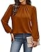WIHOLL Fall Outfits for Women 2025 Long Sleeve Shirts for Women Blouses Business Casual Womens Tops Mock Neck Tunic Work Early Fall Fashion Clothing Winter Old Money Clothes Must Haves Caramel L