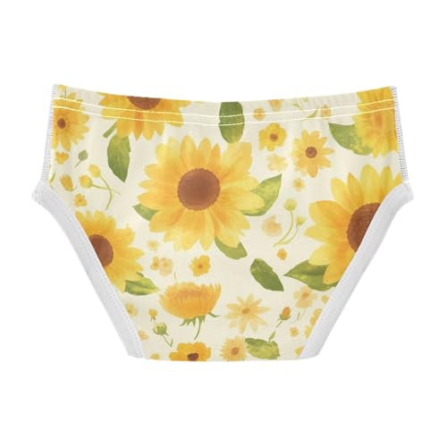 Sunflower Corner Boho Watercolor Background Toddler Boys' Pure Cotton Kids Underwear Breathable Children Panties2