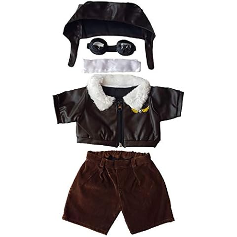 Pilot Outfit with Goggles Teddy Bear Clothes Fits Most 14" - 18" Build-a-bear and Make Your Own Stuffed Animals Cover