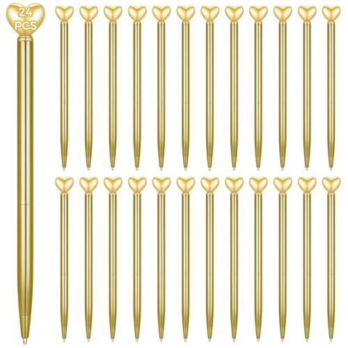 Stylos à bille cœur doré lot de 24 pièces avec encre noire pour le bureau
