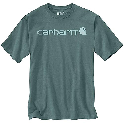 Carhartt Relaxed Fit Heavyweight Short-sleeve Logo Graphic T-shirt, Camiseta Work Utility, Hombre, Sea Pine Heather, L