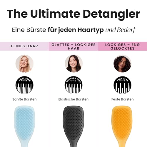 Tangle Teezer Große Ultimate Detangler Haarbürste – Nasses & Trockenes Haar – Entwirrungsbürste für Dickes, Lockiges & Langes Haar – Zweistufige Borsten Reduzieren Haarbruch & Knoten – Schwarz