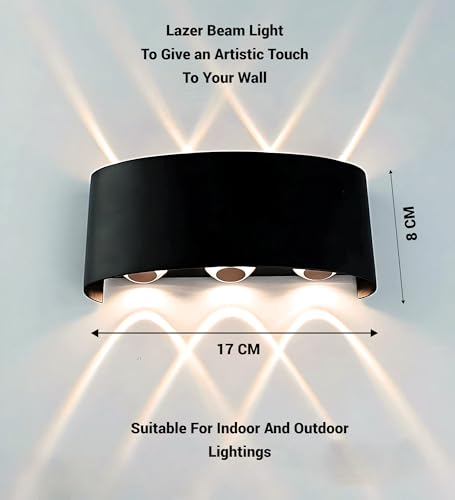 Image of FILLISKA Aluminium Led Indoor /Outdoor LED Wall Light, Ip-65 Rainproof & Shockproof Body (3Up 3Down Warmwhite Lazer)