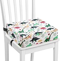 Toddler Booster Seat for Dining Chair, PU Washable Baby Booster Seat Non-Slip Bottom for Dining Table, Portable Travel Booster Cushion (White)