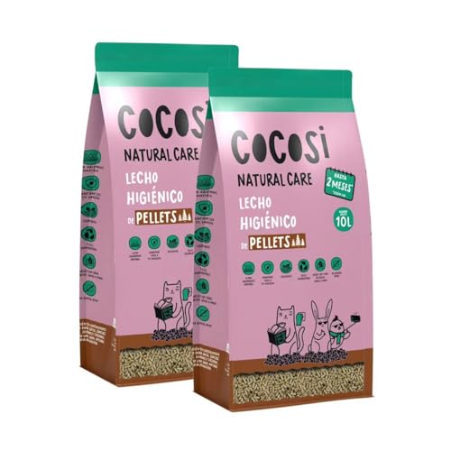 Smell & SMILE Lecho Natural higiénico Vegetal, orgánico para Gatos y pequeños roedores10L Virutas de Madera (20L)