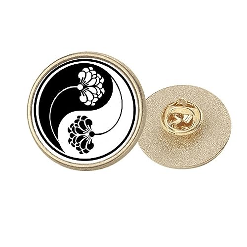 Broche Yin-Yang fleur dorée ronde M bijou de mode en métal pour femme pour customiser un vêtement