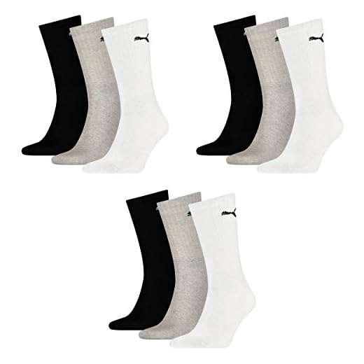 PUMA Herren Sportsocken unisex 9P (White/Grey/Black, 39-42)