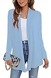 Women Lightweight Summer Long Sleeve Soft Open Front Plus Size Cardigan Blue XXL