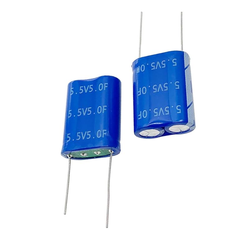 10 Pieces 10.5 X 21 X 27 mm (0.3 x 0.8 x 1.0 inches) Supercapacitor 5.5 V 5.0F Dual Layer Capacitor Wirewound Energy Reservoir Suitable for Car Recorders, Toys, etc.