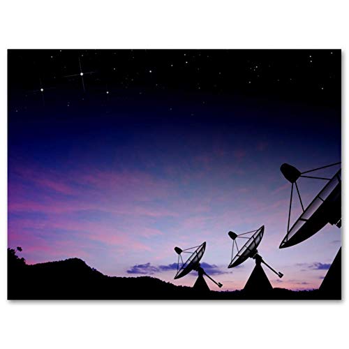 Ölgemälde mit Sternenhimmel, Satellitenschüssel auf Leinwand, gerahmt, fertig zum Aufhängen, für Zuhause, Wohnzimmer, Büro, Wandkunst,