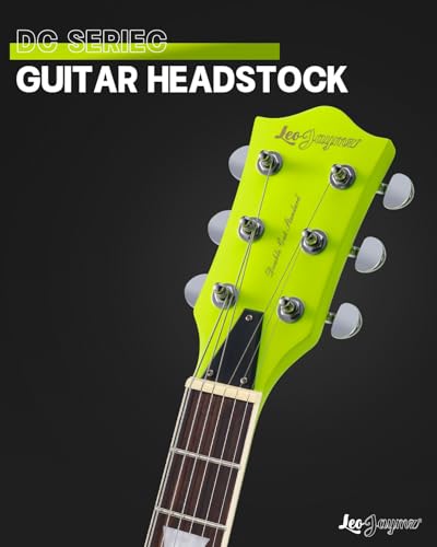 Image of Leo Jaymz 39 Inch Solid Body Electric Guitar - Poplar Wood Body,Maple Neck and Laurel Wood Fretboard (Fluorescent Green)