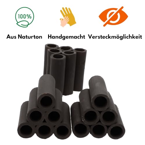 GarPet Aquariendeko Pyramide 6er Garnelenröhre Aquarium Deko Garnelen Garnelenhöhle Krebshöhle Welsröhre Laichröhre Keramik Ton schwarz