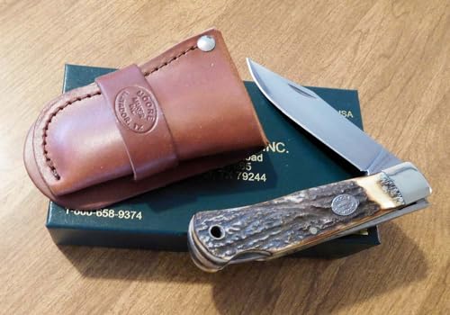 Moore Maker Inc 6106LB Genuine Stag Handle 1 Blade Lockback Folding Knife