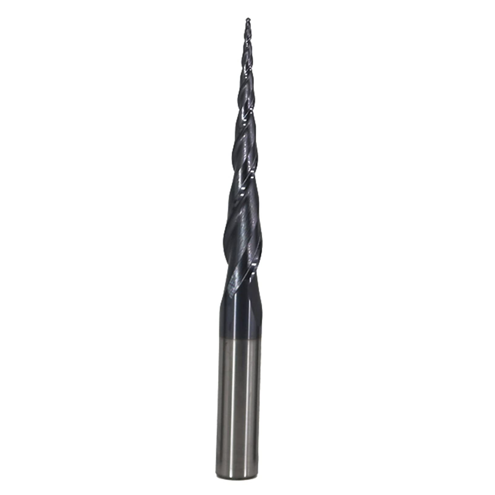 Frezy do routerów CNC, Frez trzpieniowo-czołowy stożkowy TiAIN z węglika spiekanego do cięcia drewna CNC, 2 ostrza, wiele rozmiarów(R1.5X60XD8X100L)