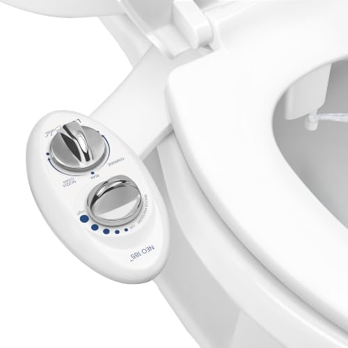 LUXE Bidet NEO 185 - Bidet Attachment for Toilet Seat, White | Non-Electric, Dual Nozzle, Self-Cleaning, Adjustable Water Pressure, Rear & Feminine Wash