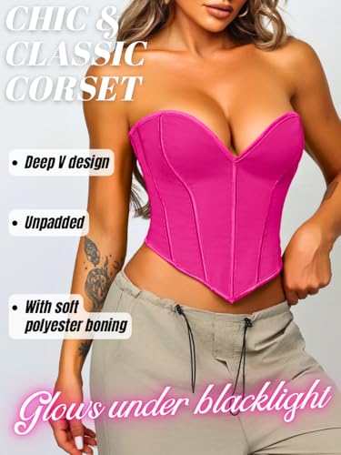 Image of ChiaoLezhee Heart Corset Top For Women, Sexy Concert Outfits Going Out, Strapless Crop Top, Overbust Bustier