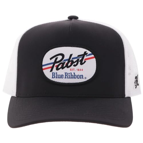 Image of HOOEY Officially Licensed Pabst Blue Ribbon One Size Fits All Adjustable Snapback Hat for Men and Women Mesh Back Trucker Hat