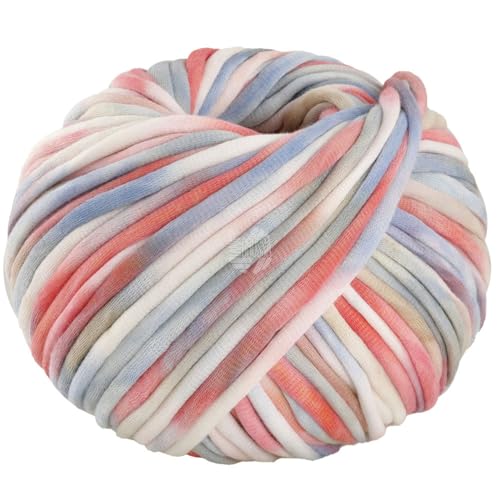LANA GROSSA Gelato | Weiches, gefülltes Baumwoll-Schlauchbändchen mit buntem Sprenkeldruck | Handstrickgarn aus 52% Baumwolle & 48% Polyamid | 100g Wolle zum Stricken & Häkeln | 80m Garn FB 10