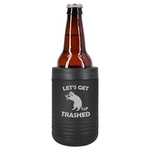 Can and Bottle Cooler Insulator Stainless Steel Double Wall Vacuum Insulated Beverage Drink Holder Let's Get Trashed Raccoon Funny