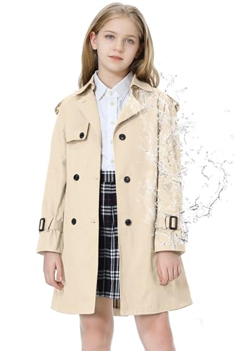 Image of Betusline Womens & Girls Waterproof Trench Coat Double Breasted Lapel Overcoat Outerwear, 3 Years - Women 2XL