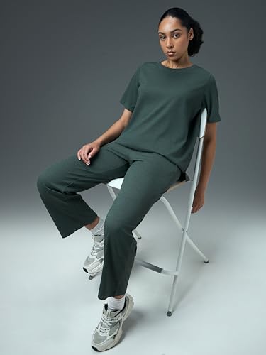 Image of TECHNOSPORT Women Relaxed Fit Cubic Melange Round Neck T-Shirt | Quick Dry Polyester Casual Tee with UPF 50+ UV Protection, Anti-Microbial & Double Cool Technology